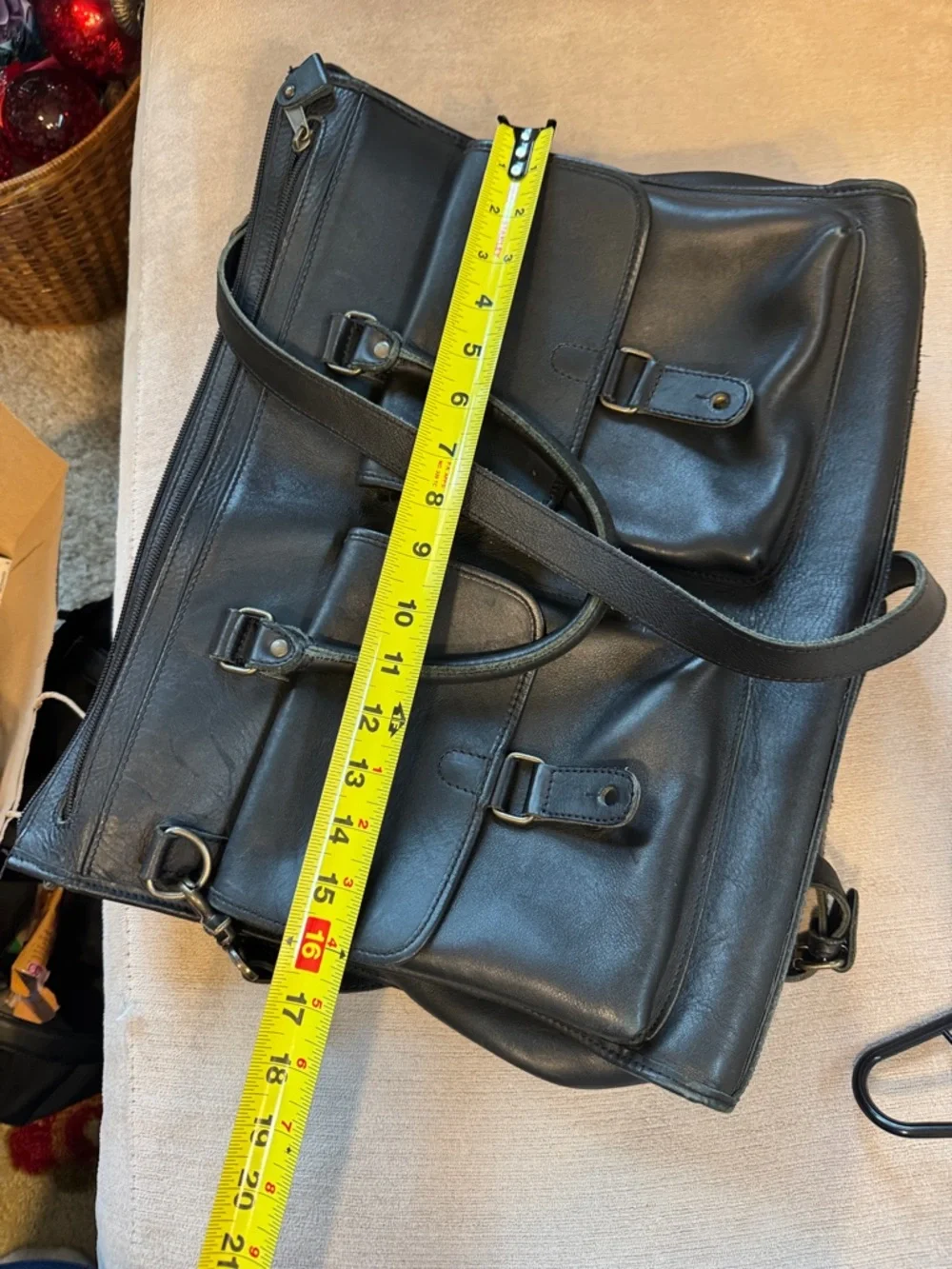 Eddie Bauer vintage Black Leather Briefcase with Dual Front Pockets